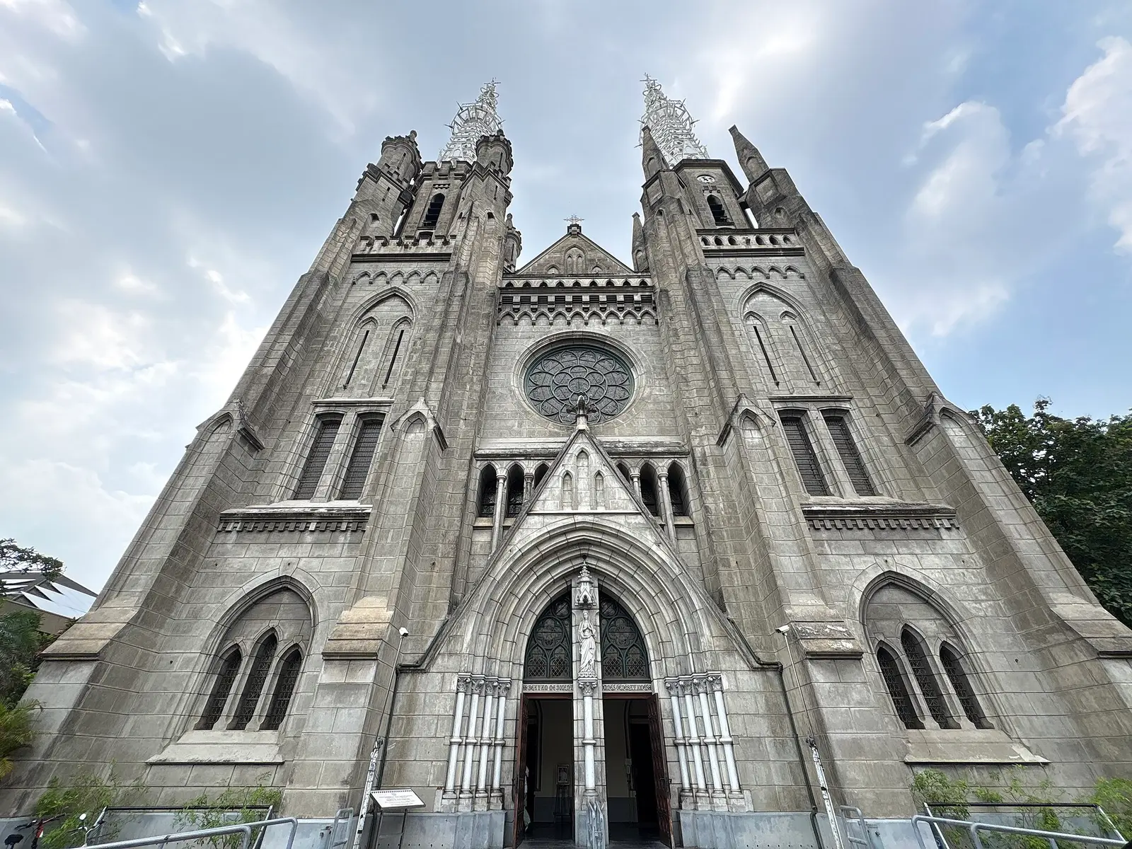 Gothic facade and twin spires of Jakarta Cathedral